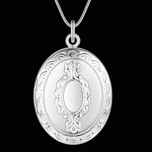 925 Silver Necklace w/ Locket Vtg Victorian Fashion Valentine's Birthday Gift